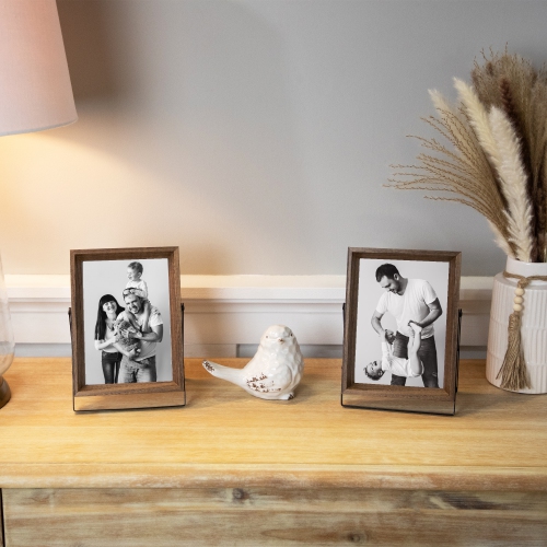 Cadres photo en bois avec support de présentation - pour photo 5 x 7 po - Ensemble de 2