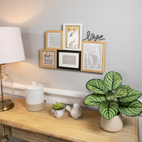 Cadre photo à collage mural en bois « Love » - 20,75 po - Beige et noir