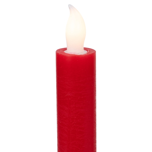 LED Flickering Flameless Taper Christmas Candles - 9.75" - Red - Set of 4