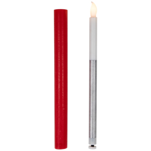 LED Flickering Flameless Taper Christmas Candles - 9.75" - Red - Set of 4
