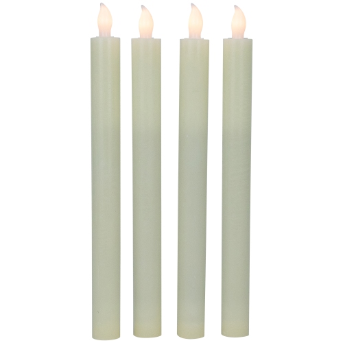 NORTHLIGHT  Set Of 4 Solid Cream Flameless Led Constant Wax Taper Candles 9.5"