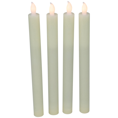 Set of 4 Solid Cream Flameless LED Constant Wax Taper Candles 9.5"