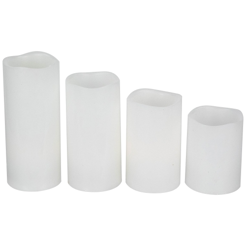 Chandelles cylindriques en cire solide sans flamme à DEL, 7 po, blanc, paq. 4