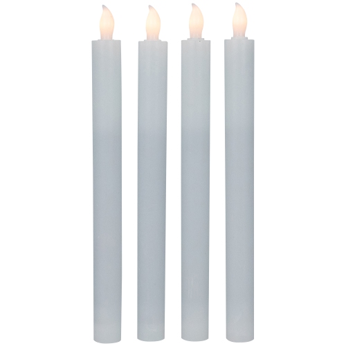 Ensemble de 4 bougies fines sans flamme à DEL blanches unies et scintillantes, 9,5 po