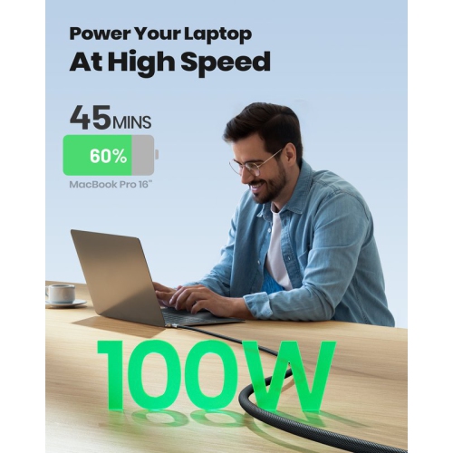 Câble USB-C INIU, câble de chargement rapide USB-C vers C 100 W, câble de chargement tressé de type C pour iPhone 15 Pro Max Samsung Galaxy S21