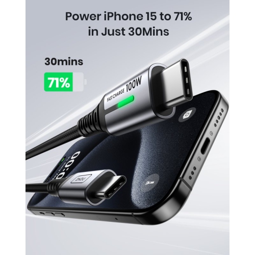 Câble USB-C INIU, câble de chargement rapide USB-C vers C 100 W, câble de chargement tressé de type C pour iPhone 15 Pro Max Samsung Galaxy S21