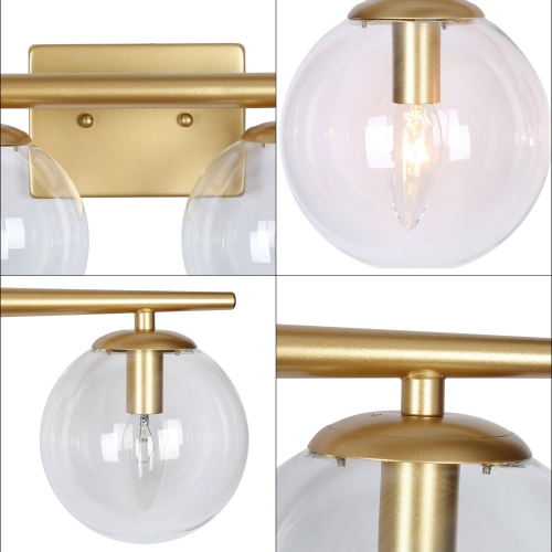 Gold Globe Bathroom Vanity Light, 30-in 4-Light Matte Gold with Globe Glass LED Modern/Contemporary Vanity Light