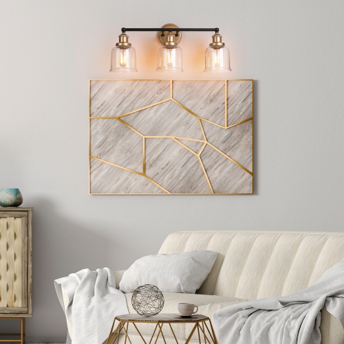 Applique murale de salle de bain moderne dorée, 21,5 po, 3 lumières, noir mat, DEL doré mat, moderne/lampe de salle de bain contemporaine