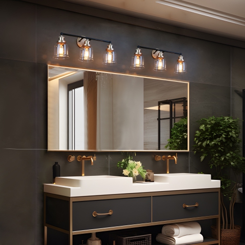 Applique murale de salle de bain moderne dorée, 21,5 po, 3 lumières, noir mat, DEL doré mat, moderne/lampe de salle de bain contemporaine