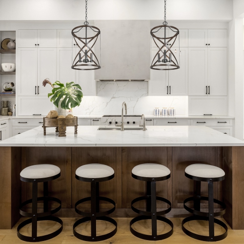 Farmhouse Cylinder Chandelier, 3-Light Bronze Rustic Drum Chandelier Light with Faux Wood Accent