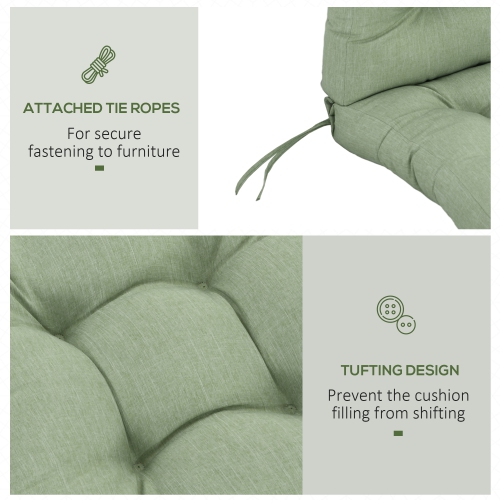 Outsunny Outdoor Seat/Back Chair Cushion, One-Piece Patio Chair Cushion Replacement, Tufted Pillow with Thick Filling and String Ties, 44" x 42" x
