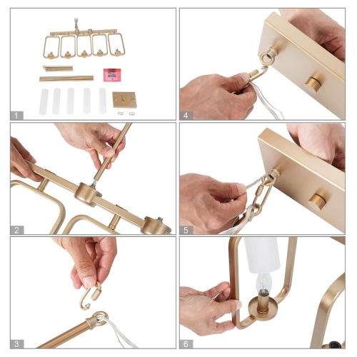 Mid-Century Modern Kitchen Island Linear Chandelier 5-Light Brass Gold Chandelier with White Frosted Glass Shades