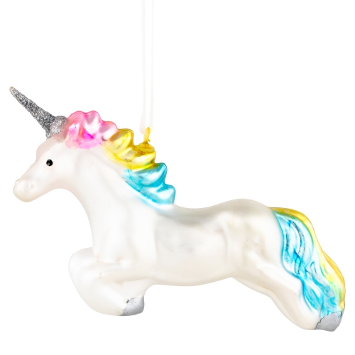 6" Leaping Pastel Unicorn Glass Christmas Ornament