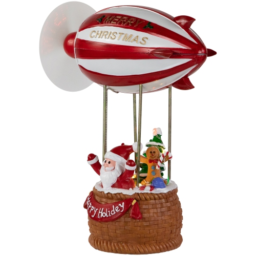 Musical and Animated Blimp and Santa Christmas Decoration - 8.5" - Red and White