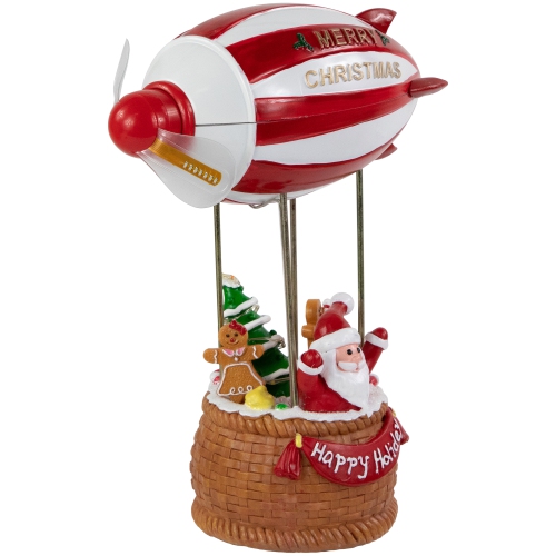 Musical and Animated Blimp and Santa Christmas Decoration - 8.5" - Red and White