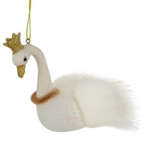 NORTHLIGHT  4.5" Swan Glass Christmas Ornament In White