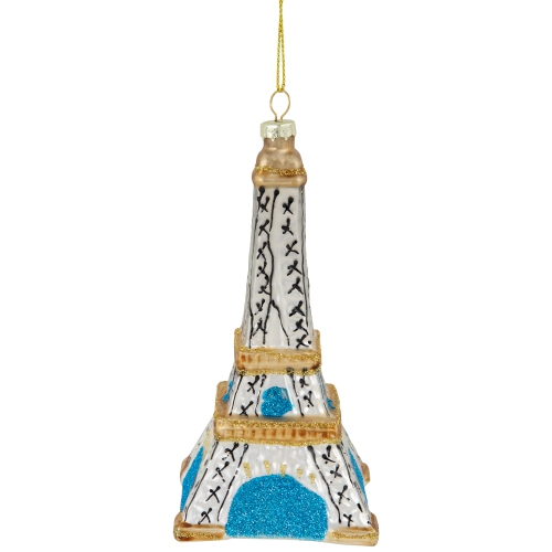 4.75" Silver Eiffel Tower Glittered Christmas Glass Hanging Ornament