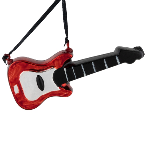 5" Red Guitar Glass Christmas Ornament