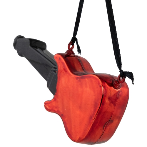 5" Red Guitar Glass Christmas Ornament