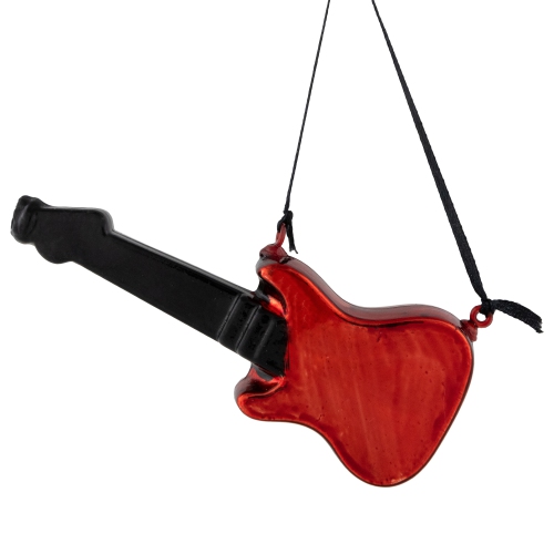 5" Red Guitar Glass Christmas Ornament