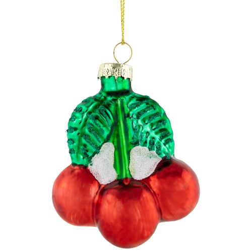 NORTHLIGHT  3" Shiny Glitte Cherries Glass Christmas Hanging Ornament In Red I love the three cherries ornament