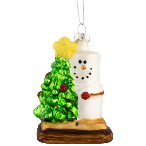 3.25" Smore with Tree Glass Christmas Ornament