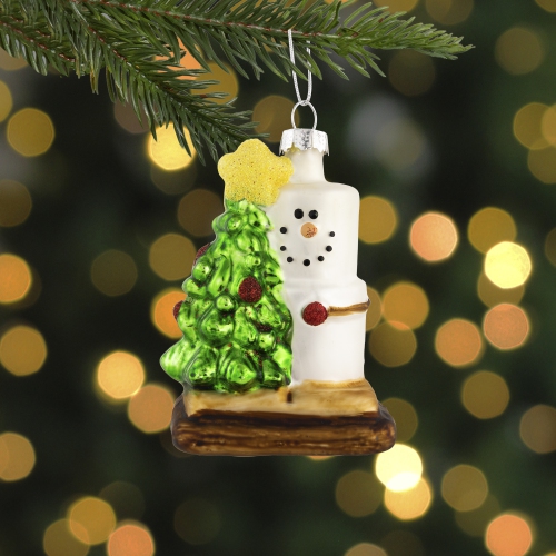 3.25" Smore with Tree Glass Christmas Ornament