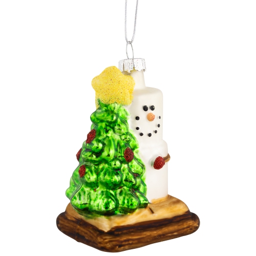 3.25" Smore with Tree Glass Christmas Ornament