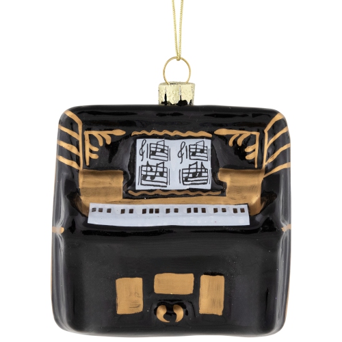 NORTHLIGHT  3" And Gold Organ Glass Christmas Ornament In Black