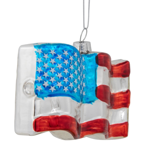 4" American Flag Glass Christmas Ornament