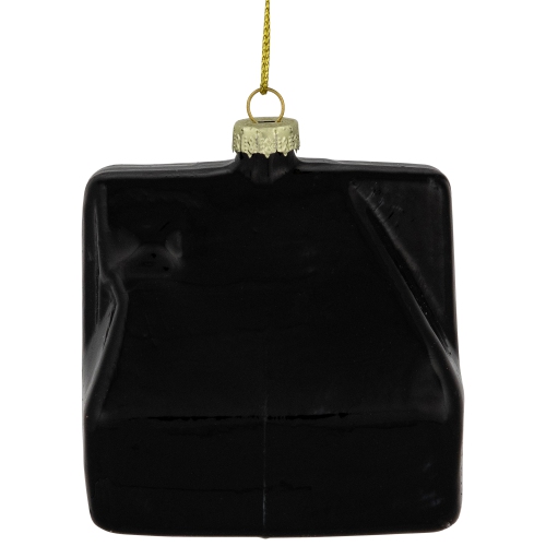 3" Black and Silver Retro Instant Camera Glass Christmas Ornament