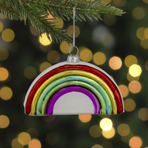 4" Shiny Arched Rainbow Hanging Glass Christmas Ornament