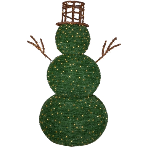 Lighted Commercial Topiary Snowman Outdoor Christmas Decoration - 6.5' - Warm White LED Lights