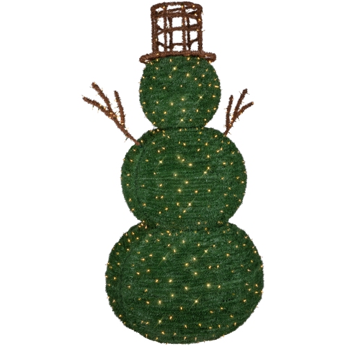 Lighted Commercial Topiary Snowman Outdoor Christmas Decoration - 6.5' - Warm White LED Lights