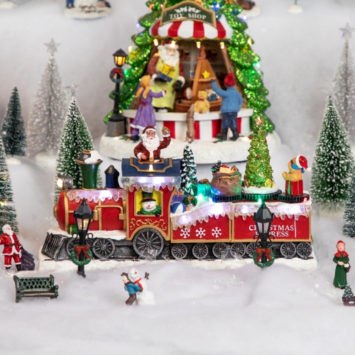 LED Lighted Animated and Musical Toy Shop Train Christmas Village Display - 12"