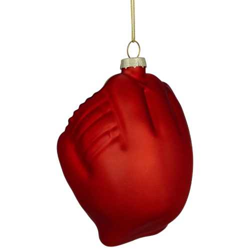 Ornement gant de baseball avec boule en verre - 4&nbsp;po - Rouge