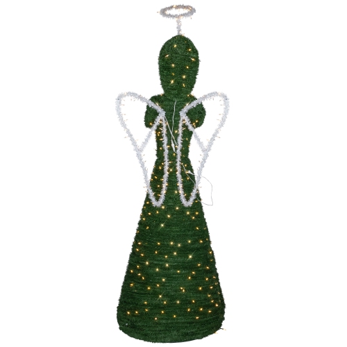 Décoration de Noël d'extérieur illuminée, topiaire commerciale, ange - 6,5 pi - lumières à DEL blanc chaud