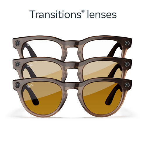 Ray-Ban | Meta Headliner (Gen 1) Glasses with AI, Photo, Video, Audio & Messaging - Warm Stone/Transitions