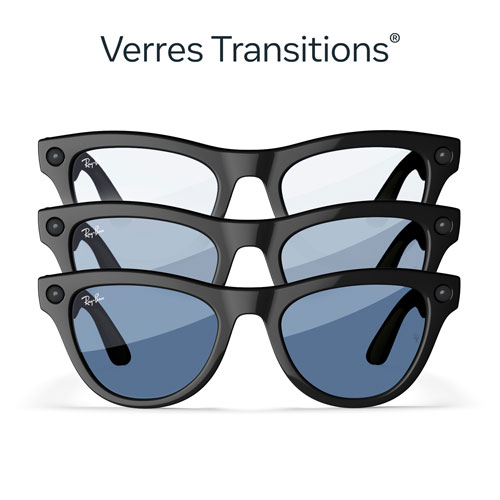 Lunettes Skyler de Ray-Ban | Meta avec IA, photo, vidéo, audio et messagerie - Noir/Bleu céruléen/Transitions