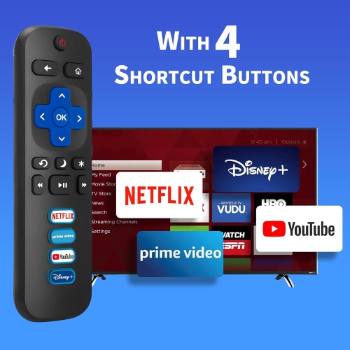 Universal Replacement Remote for TCL Roku TV: Compatible with Hisense, Insignia, Sharp, RCA, Sanyo, Westinghouse Roku TVs, Featuring Netflix,
