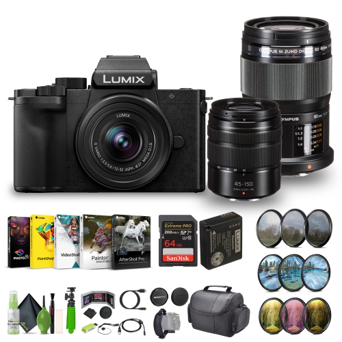PANASONIC  Lumix G100D 4K Mirrorless Camera M.zuiko Ed 60MM Lens+12-32Mm+G Vario 45-150Mm