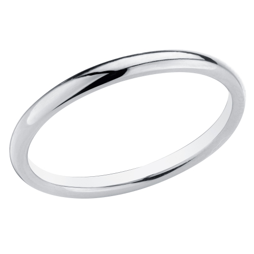 Ladies 14K White Gold 2mm Stackable Wedding Band Ring