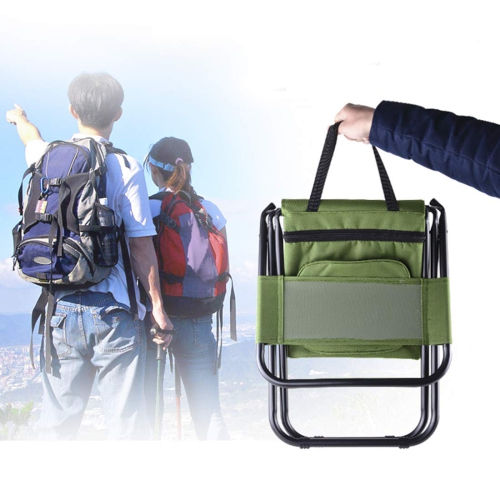 Multifunction 3 in 1 Backpack Chair Seat with Cooler Bag Compact Folding Hiking Camping Stool Portable Insulated Cooler Picnic Bag Beach Chair
