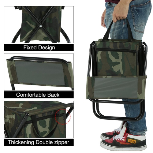 Portable Lightweight Backrest Stool Foldable Backpack Cam Chairs Convenient Carry Replacement for Traveling/Picnic/Hiking/Beach, Camouflage