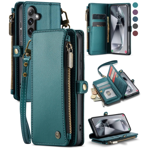 Samsung Galaxy S24 Case, RFID Blocking Galaxy S24 Case Wallet for Women Men with Credit Card Holder, PU Leather Magnetic Flip Zipper Strap Phone Case