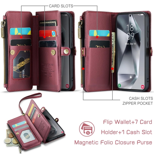 Samsung Galaxy S24 Case, RFID Blocking Galaxy S24 Case Wallet for Women Men with Credit Card Holder, PU Leather Magnetic Flip Zipper Strap Phone Case