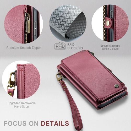 Samsung Galaxy S24 Case, RFID Blocking Galaxy S24 Case Wallet for Women Men with Credit Card Holder, PU Leather Magnetic Flip Zipper Strap Phone Case