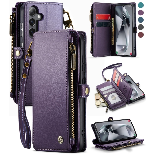 Samsung Galaxy S24 Case, RFID Blocking Galaxy S24 Case Wallet for Women Men with Credit Card Holder, PU Leather Magnetic Flip Zipper Strap Phone Case