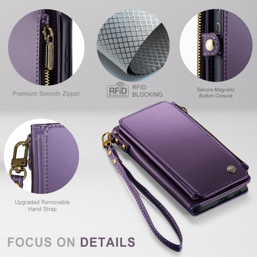 Samsung Galaxy S24 Case, RFID Blocking Galaxy S24 Case Wallet for Women Men with Credit Card Holder, PU Leather Magnetic Flip Zipper Strap Phone Case