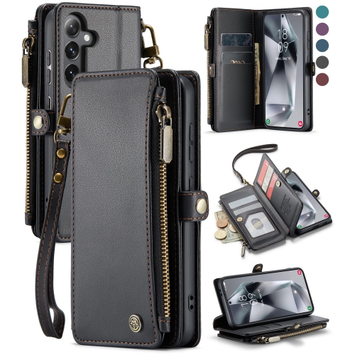 Samsung Galaxy S24 Case, Rfid Blocking Galaxy S24 Case Wallet for Women Men with Credit Card Holder, PU Leather Magnetic Flip Zipper Strap Wallet
